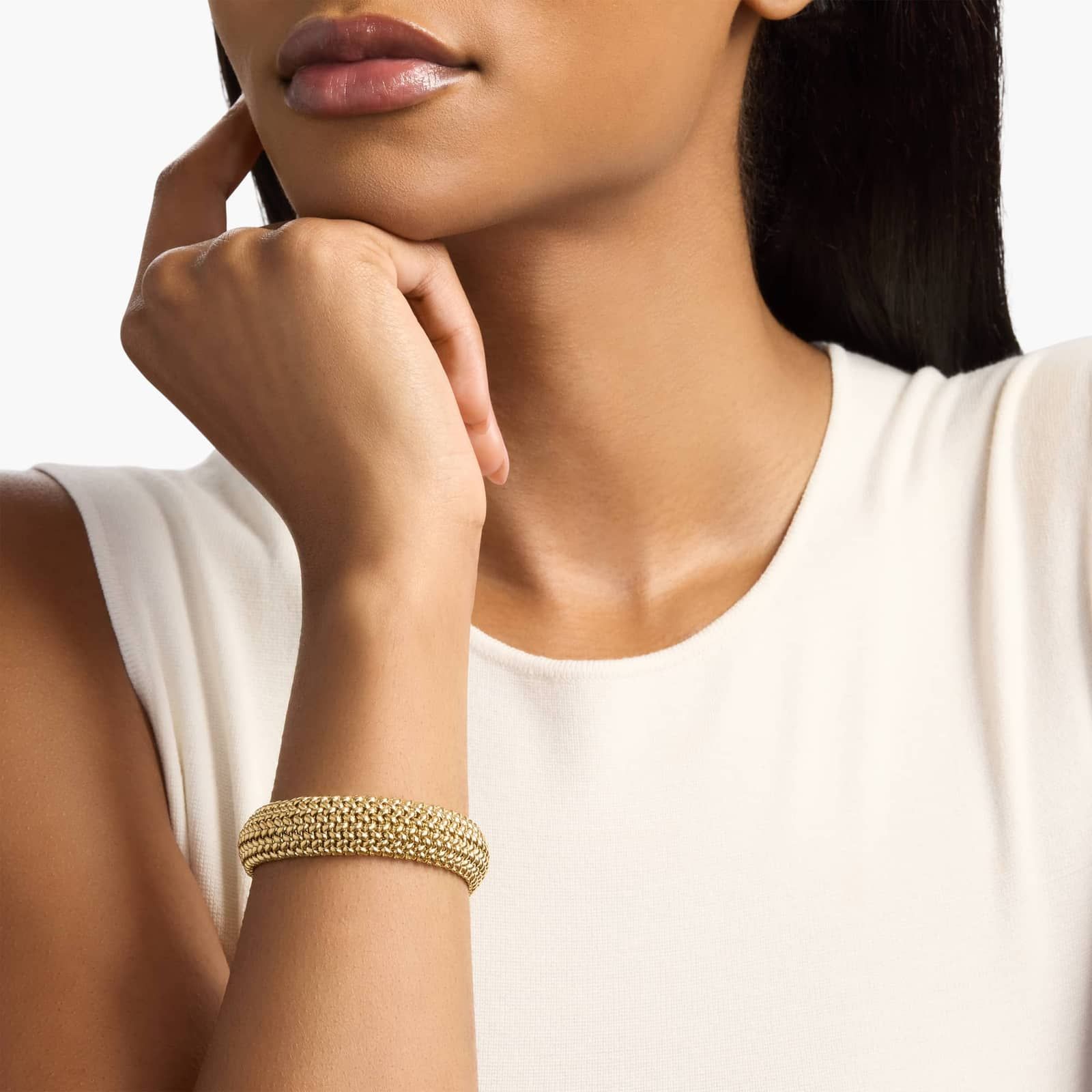7,5" Mesh-Armband aus 14 Karat Gelbgold (15 mm)