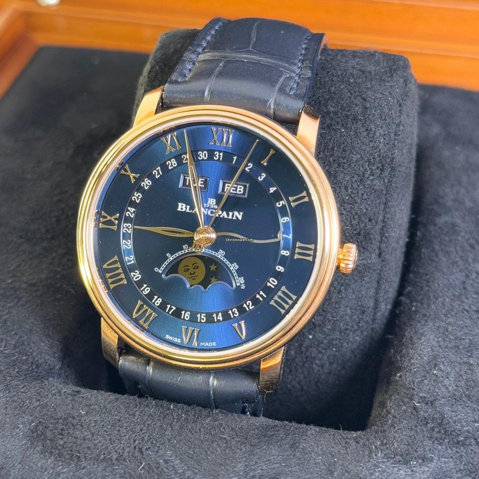 Blancpain Villeret Moonphase – синий циферблат, розовое золото, 38 мм