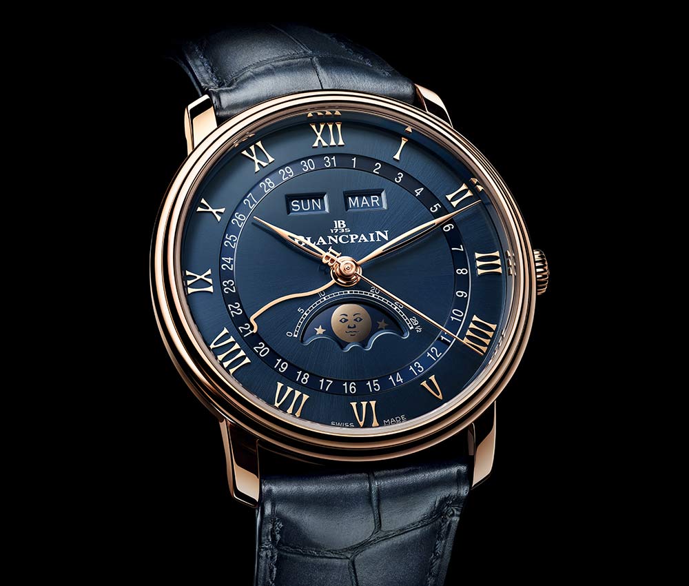 Blancpain Villeret Moonphase – синий циферблат, розовое золото, 38 мм