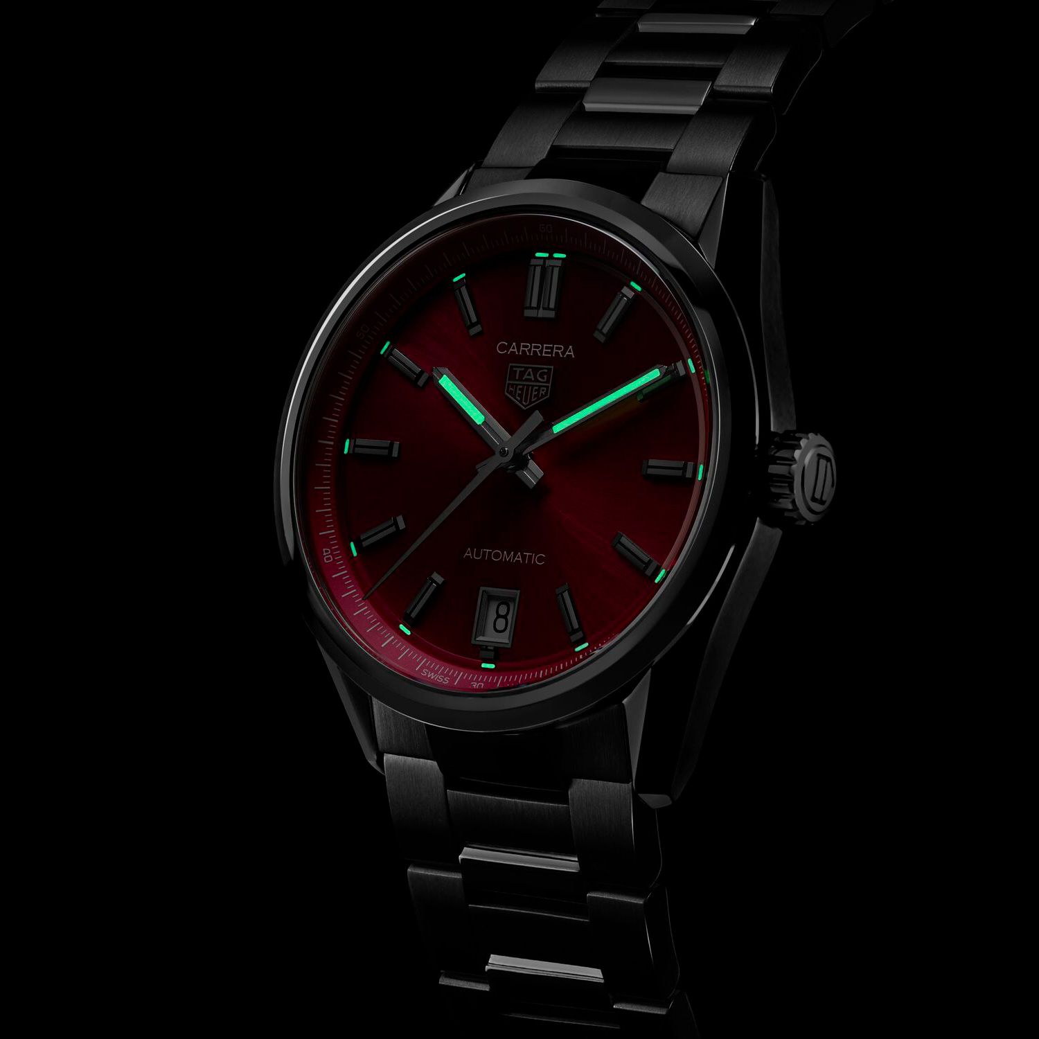 TAG Heuer Carrera Date – розовый циферблат, автомат Calibre 7, 36 мм
