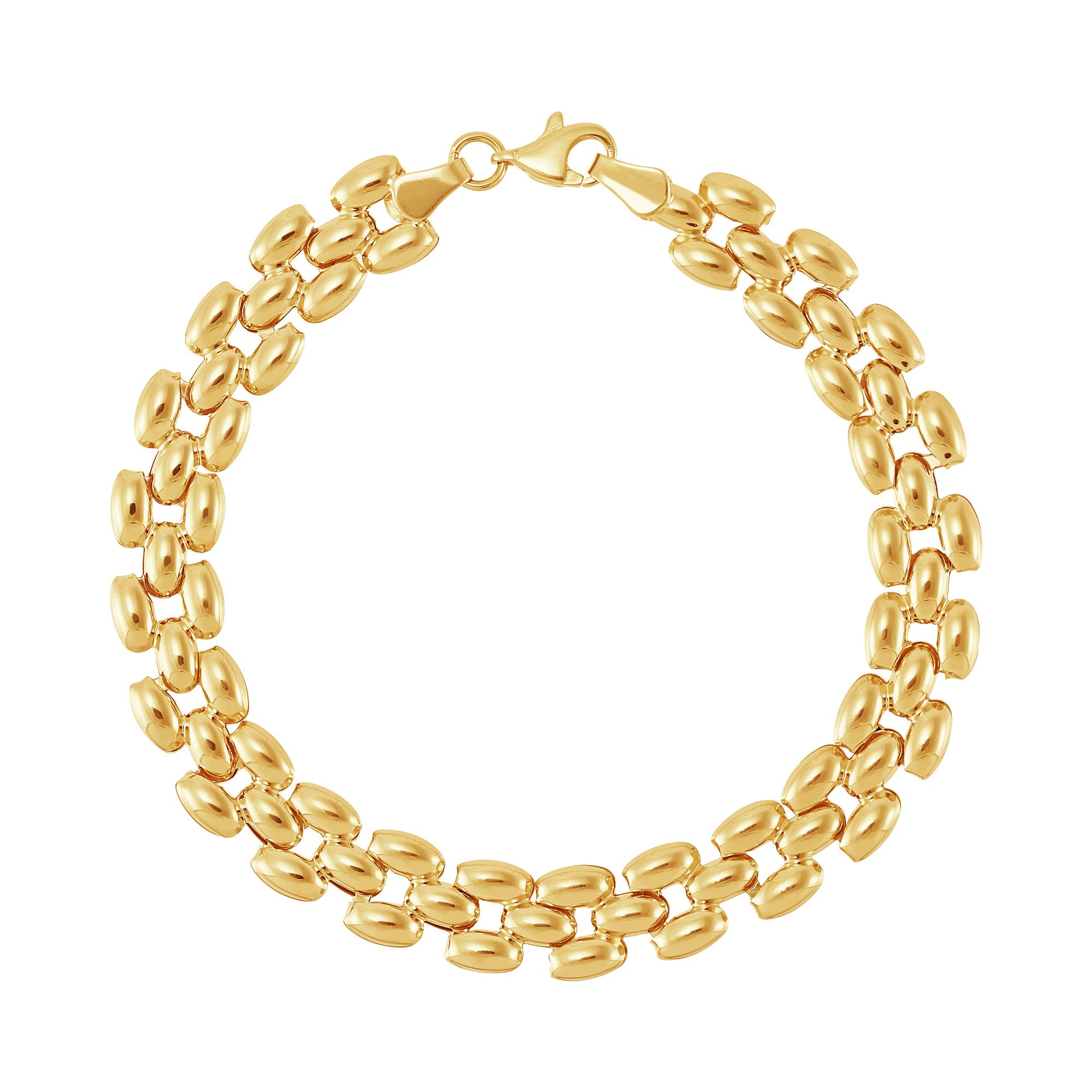 Pulsera pantera en oro amarillo de 10K hueco – 18,4 cm