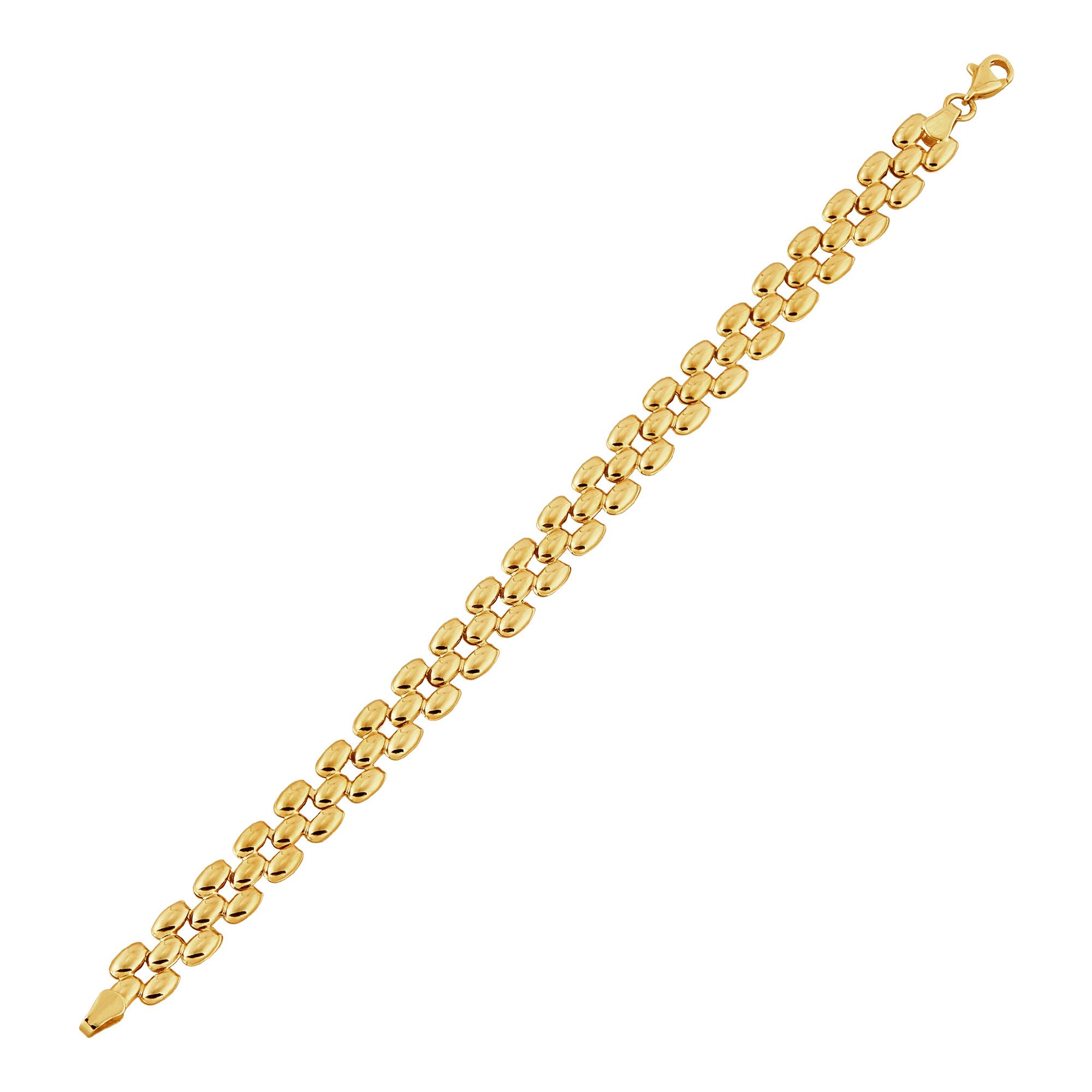 Pulsera pantera en oro amarillo de 10K hueco – 18,4 cm