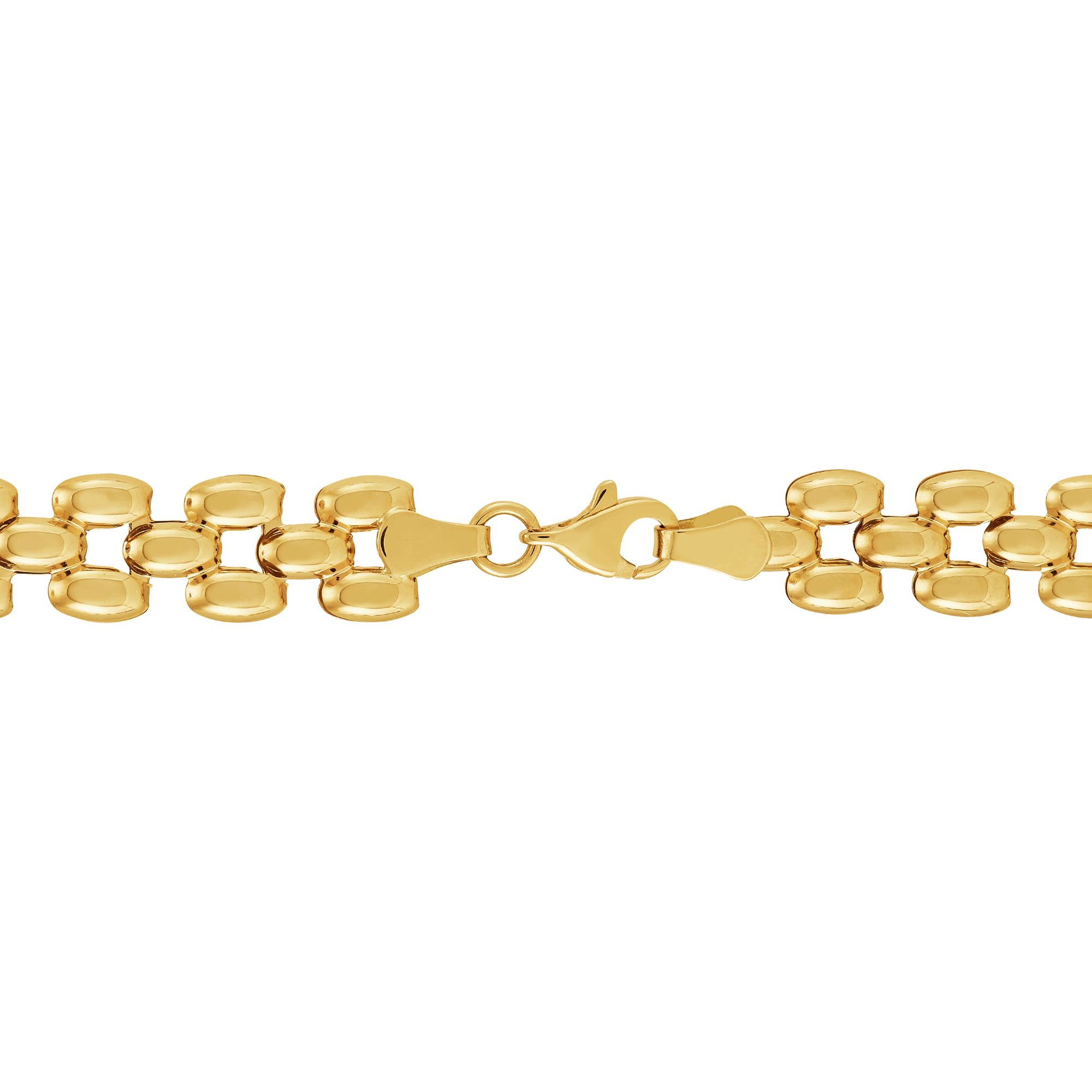 Pulsera pantera en oro amarillo de 10K hueco – 18,4 cm